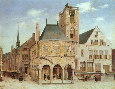 Schilderij van het oude stadhuis van Amsterdam