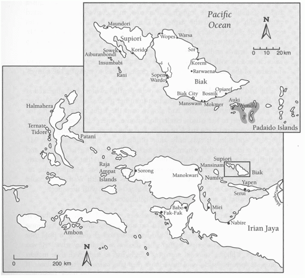 the islands Biak, Supirori, Numfor and the smaller islands around